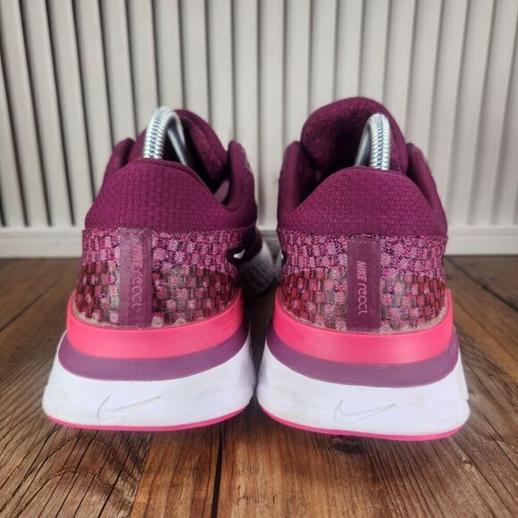 Womens 11 Nike React Infinity Run Flyknit 2 DD3024-500 Bordeaux Running Shoes - Picture 4 of 10